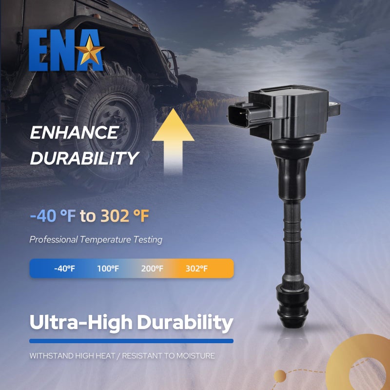 ENA Set of 4 Ignition Coil Pack 1.8 Compatible with Nissan 2002 2003 2004 2005 2006 Sentra, 2001-2005 Almera 1.8L L4 Coils Replacement for UF351 UF548 5C1394 521745 224336N015 224486N015 - Image 3